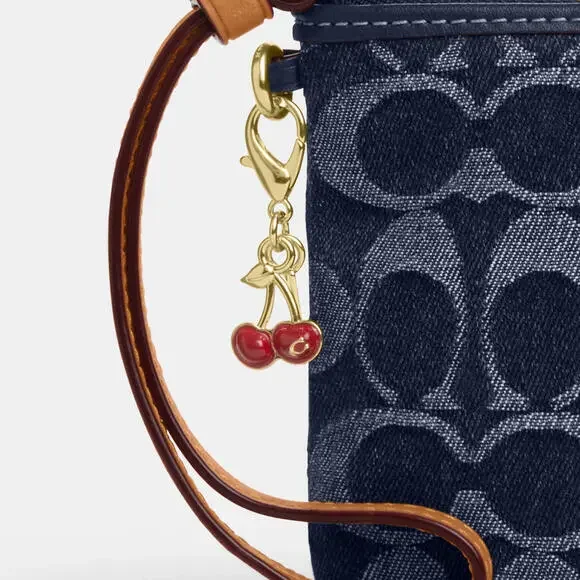 Corner Zip Wristlet In Signature Denim - Picture 3 of 4